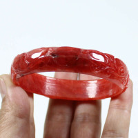 RARE NATURAL RED CHINESE JADE HAND CARVED BANGLE 62 MM
