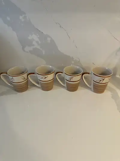 Set of 4 Cucina Bella Tan and White Mugs 250ml., View more