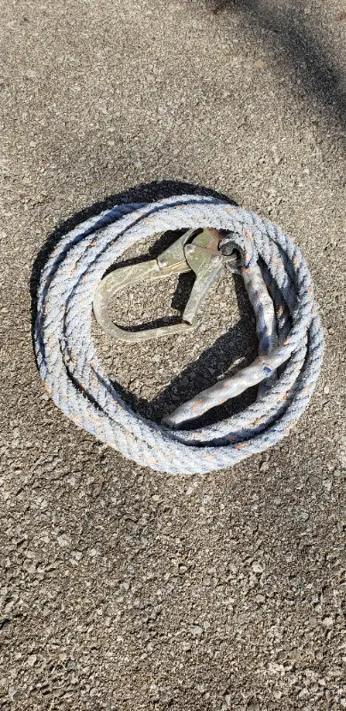 Nylon rope, 25' with large snap hook, 5/8" thick., View more