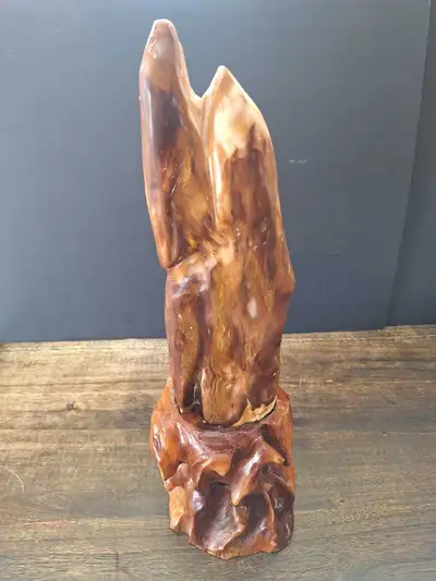 fossilized wood on carved base, View more