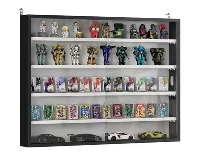 5-Tier Glass Display Cabinet | Wall Mounted Curio Case, View more
