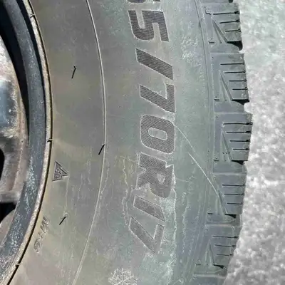 65/70R/17 winter tires on rims. Came off 2019 Ford F-150. Tread depth is 4-5 32nds. If ad is up they...