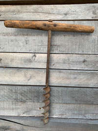 Antique T-Handle Drill for Beam Structure Pin Holes