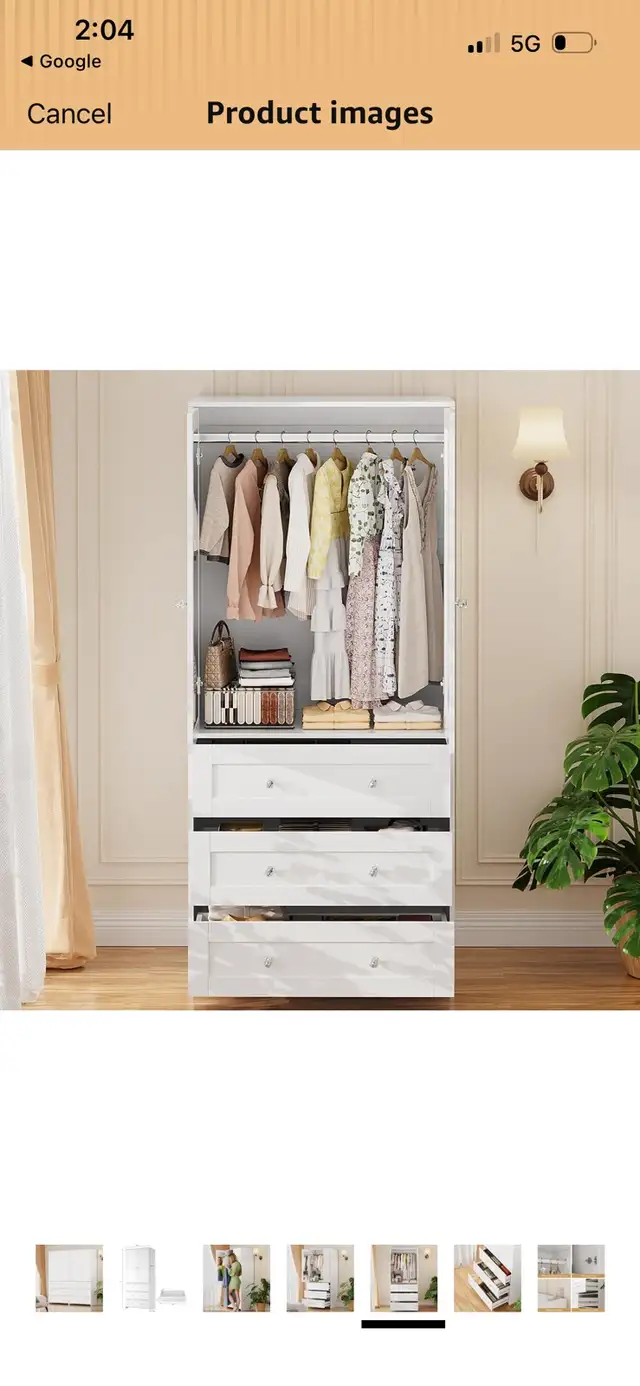 New White Wardrobe with 3 Drawers in Dressers & Wardrobes in Mississauga / Peel Region - Image 3