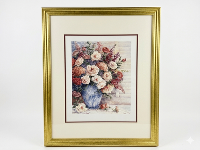 Large Beautiful Framed Floral Art Print - Elegant Gold Frame, View more
