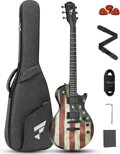 MINT Brand New Fesley USA Flag Guitar, View more
