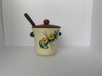 VINTAGE ESA TEAK CERAMIC CONDIMENT POT ~MCM DENMARK