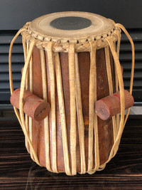 Vintage bongo drum with solid wood and real skin