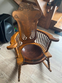 Antique Mission Oak Rocking Chair Leather Seat