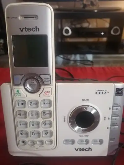 VTech cordless phones one silver one blue $5 each, View more