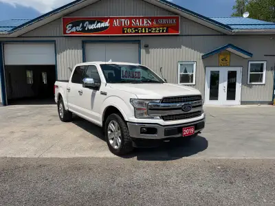 2018 Ford F150 Lariat 5.0L V8 10 Speed Transmission Automatic 4WD Pearl White Black Lariat Leather I...