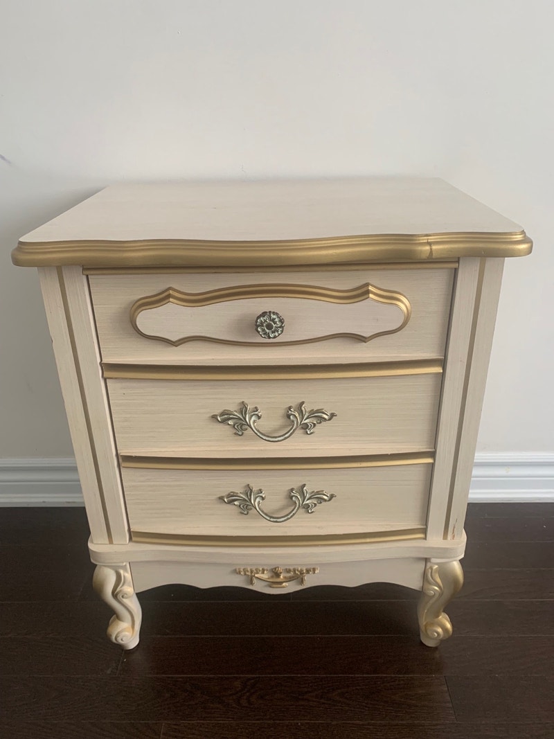 Vintage Sears French Provincial Hollywood Regency Nightstand Tab
