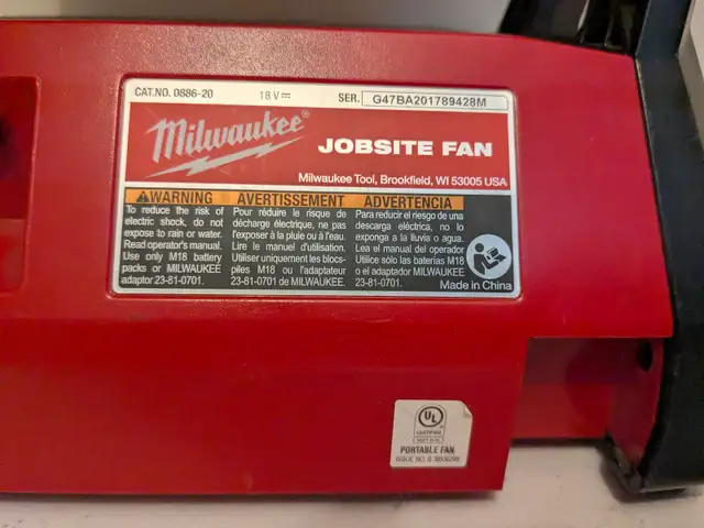 Jobsite Fan - Milwaukee M18™ Jobsite Fan, 0886-20 in Power Tools in Oakville / Halton Region - Image 7