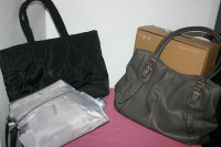 Light Grey Bloom & Co Purse, Ardene Black Tote and Grey Tote