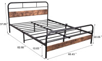 Queen Bed Frame with Modern Wood Headboard and Footboard Heavy D