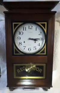 Vintage Solar Regulator 31 day wind up wall clock with key