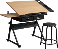 Adjustable Drawing Table with Stool