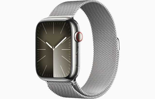 Apple Watch Series 8 GPS + Cellular 45mm Silver Stainless Steel in Jewellery & Watches in Saskatoon