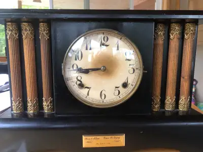 Antique Gilbert Key Wind Pendulum mantle clock