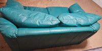 2 Seater Green leather love seat