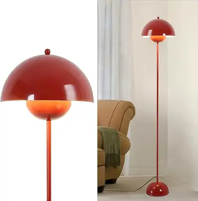 Lampadaire dôme métal 65 po rouge foncé, View more