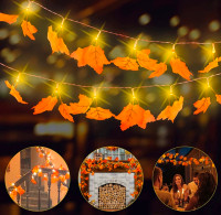 New Fall Decor 18FT 50 LED Maple Leaves Light Battery Operated