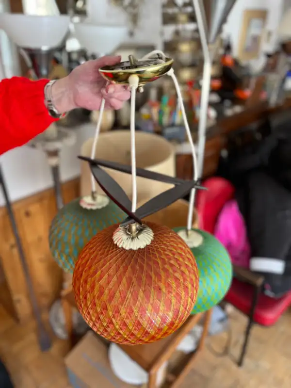 Fun Colorful Spun fibreglass light fixture retro vintage MCM in Indoor Lighting & Fans in West Island - Image 5