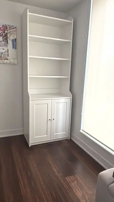 IKEA HAUGA High Cabinet with Doors & crystal knobs, White, View more