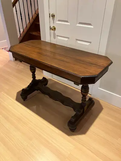 Antique (1880s) Walter & Co Console/Dining Table W/ Hidden Leaf, View more