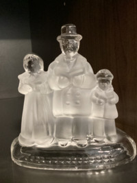 Christmas Carolers Frosted Glass Votive Tea Light Candle Holder