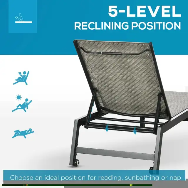 Patio Lounger Chair Set, Outdoor Aluminum Frame PE Rattan Wicker in Patio & Garden Furniture in Markham / York Region - Image 4