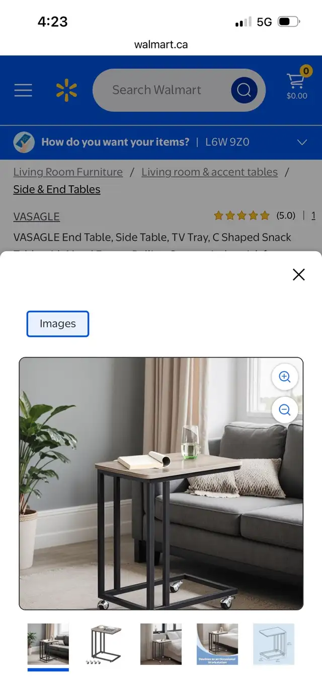 New VASAGLE End Table, Side Table, TV Tray, C Shaped Snack Table in Other Tables in Mississauga / Peel Region - Image 3