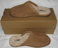 Women’s UGG Sheepskin-Lined Suede Mule Slippers Sz 6 NEW Brown