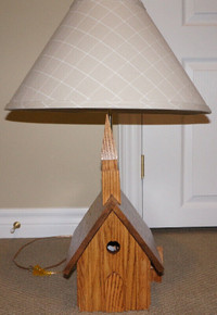 Solid Oak Table  Lamp    Handcrafted Unique Church