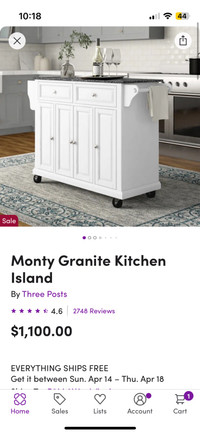 Granite kitchen island brand new condition