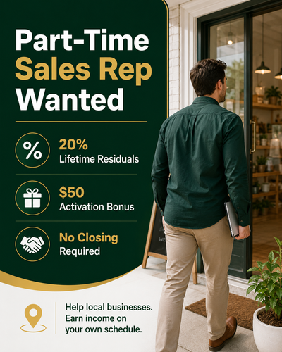 Part-Time Sales Rep | 20% Lifetime Residuals | Referral Partner, View more