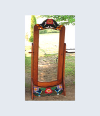 Vintage Pine CHEVAL FLOOR MIRROR CHABBY CHIC Hand Painted