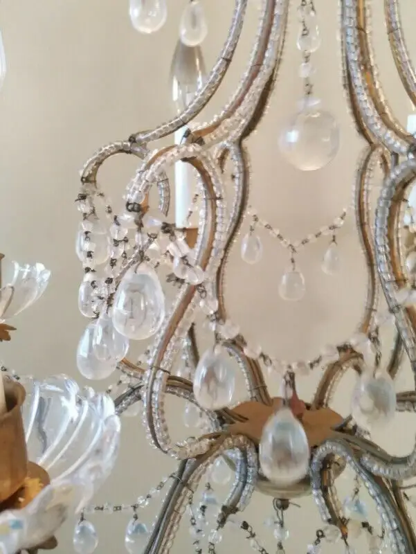 Italian Chandelier6 LightBlown Glass Drops Macaroni Beads in Indoor Lighting & Fans in Markham / York Region - Image 5