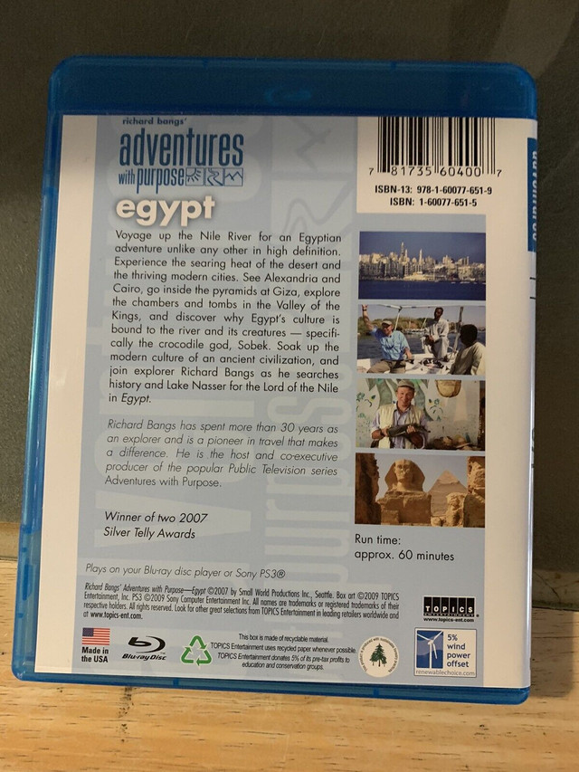 Richard Bangs' Adventures with Purpose: Egypt - Blu-Ray $5 in TVs in Markham / York Region - Image 2