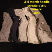 3-6 month hoodie sweaters and sweater. Great for fall/winter mth