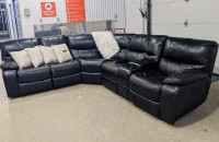 Black Power Reclining Sectional w/ cup holders | Free Delivery