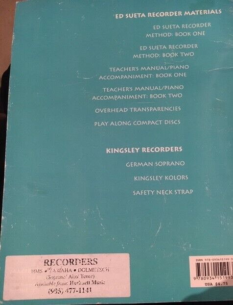 German Recorder Method Book One instructions Ed Sueta©1992 in Other in City of Toronto - Image 2