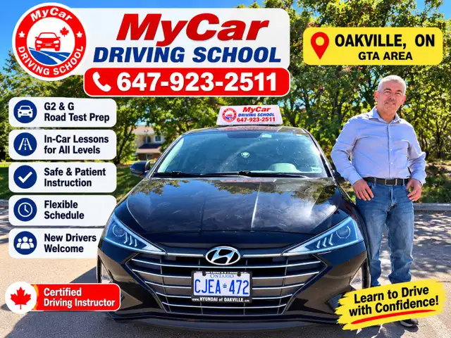Oakville Driving Lessons | MTO Certified | G2 $45 | G Test
