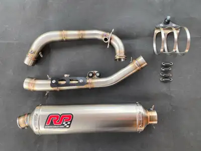 Selling brand new complete INOX exhaust system + OVAL TITAN muffler + removable DB Killer. The upgra...
