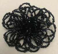 Brand new black beaded flower brooch 