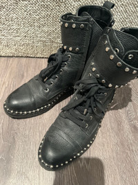Black combat boots with silver studs 