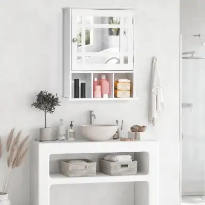 Modern Design: The stylish medicine cabinet with mirror is perfectly compatible with any room decora...