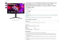 LG Ultragear 27 Inch 2K 240Hz 1ms HDR™400 IPS Gaming Monitor