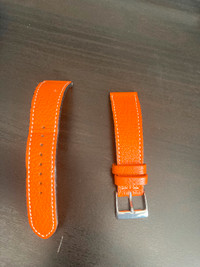 20mm Orange Leather Watch Strap