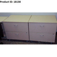 Blonde 2 Drawer Wooden Rolling Lateral File Cabinet